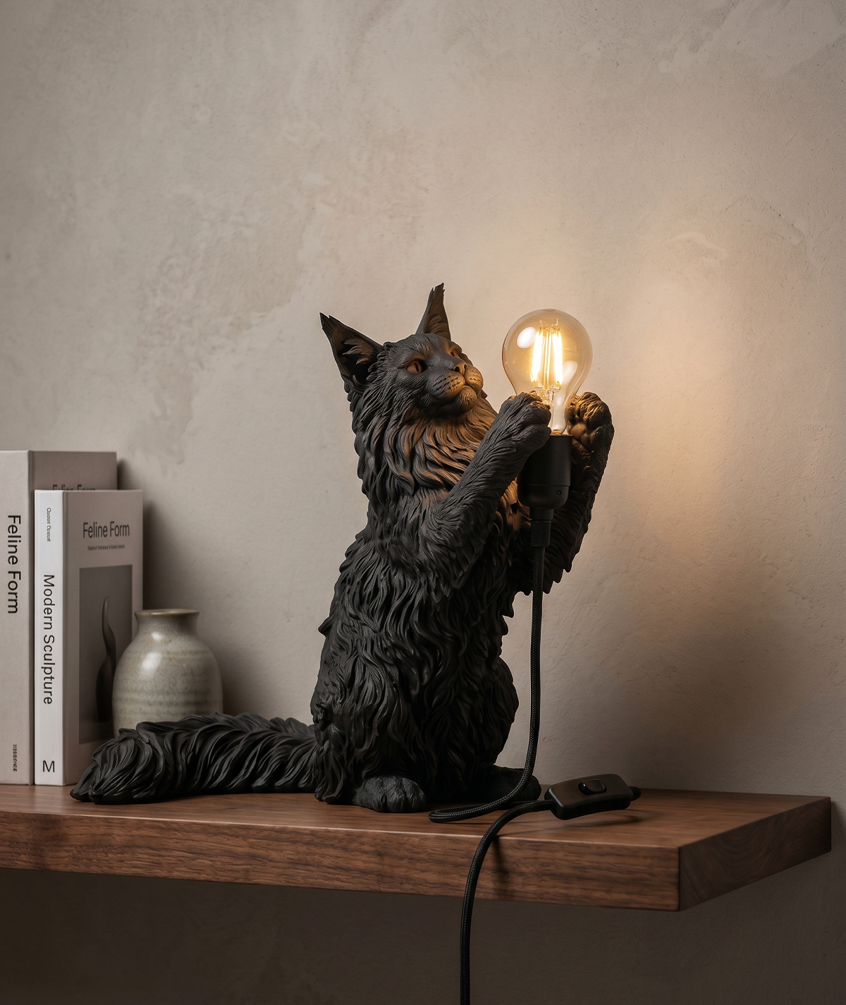 Mainecoon, lampada scultura